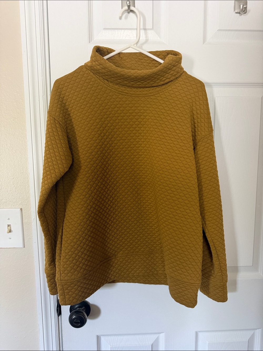 Jones New York Quilted Turtleneck Sweater in Mustard